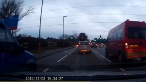 Van driver undertakes using cycle lane