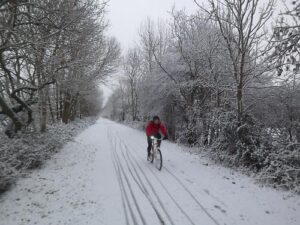Cycling in the snow on the Bristol_Bath bike path.JPG