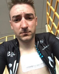 Elia Viviani posts picture to Twitter after Arenberg moto crash.JPG