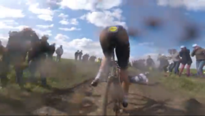 Niki Terpstra and Fabian Cancellara Paris-Roubaix 2016 crash (source Velon).PNG