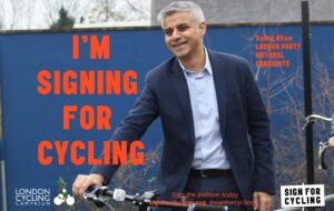 Sadiq Khan signs for cycling