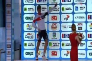 Sondre Holst Enger celebrates after Tour of Croatia stage win.JPG