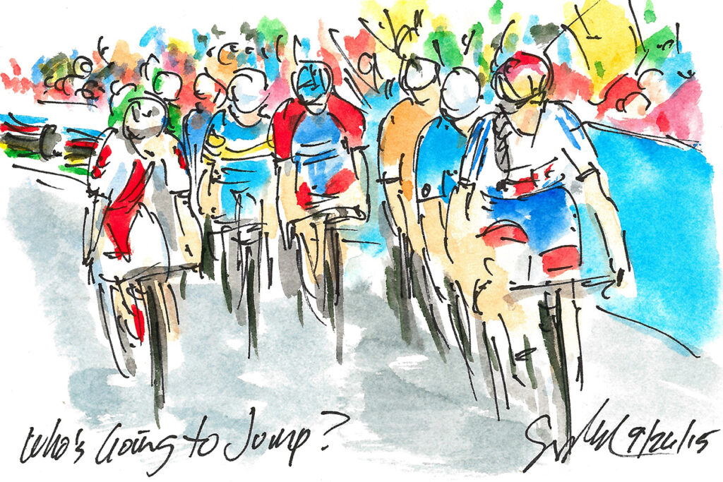 Art of Cycling by Greig Leach – Richmond 2015 UCI Road World Championships – Who’s Going to Jump.jpg