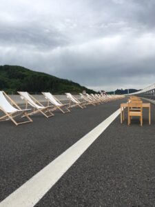 Deckchairs on French motorway