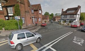 Junction of Lymington Road and Brookley Road in Brockenhurst where cycle by-pass has since been installed (via StreetView).jpg