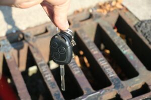 Car keys and drain (copyright John Stevenson)