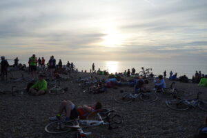 Dunwich Dynamo bikes on beach