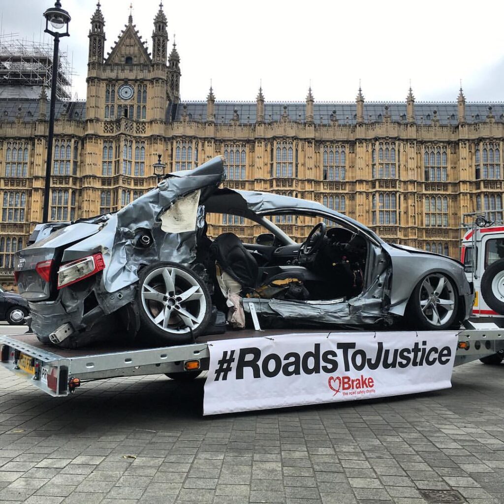 Joseph Brown-Lartey, whose car is pictured, was killed when a driver jumped a red light at 80mph (image by Brake).jpg