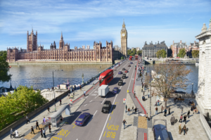 Westminster Bridge bus stop bypass graphic