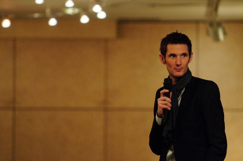 Leopard Trek launch – Frank Schleck on the mike (pic-Geoff Waugh)01