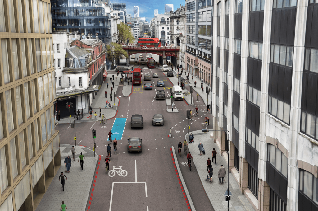 Farringdon Road N-S cycle superhighway extension graphic