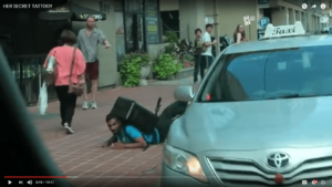 Taxi driver sends delivery cyclist flying