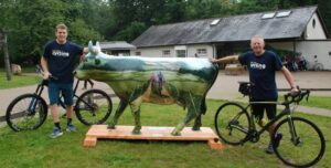 Cycling Moo Kay with artist Charles Rowbotham (L) and Doug Clare (Cycling UK).jpg