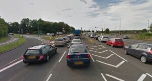 Traffic on the A4174 queuing at the Bristol Road junction (via StreetView).jpg