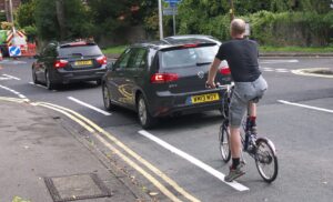 Cyclist not passing on the left – image cc licensed by Sam Saunders on Flickr.jpg