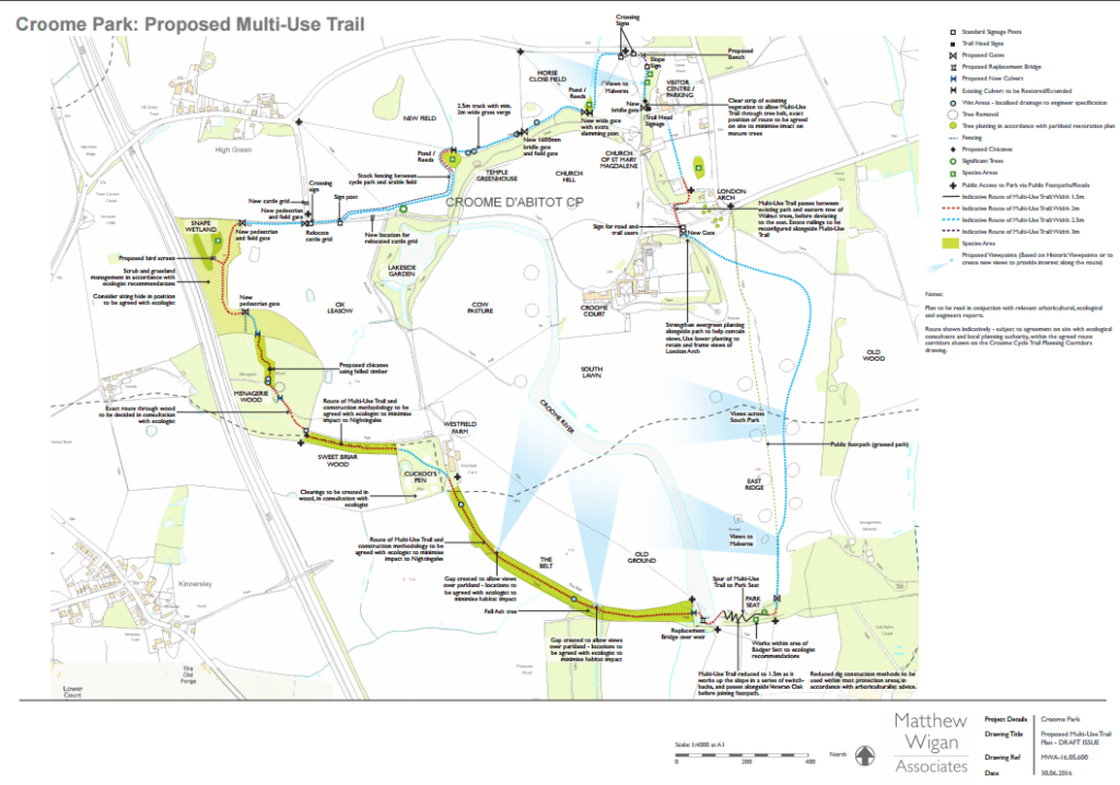 Map of multi-use path at Croome Court, courtesy of National Trust