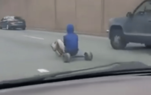 Tricycle on Philedelphia freeway – image via NBC New York Twitter video.PNG