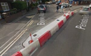 Penistone Road North cycle lane under construction (via StreetView).jpg