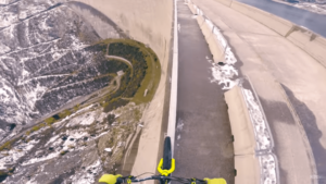 Fabio Wibmer atop Austria’s Koelnbreinsperre dam