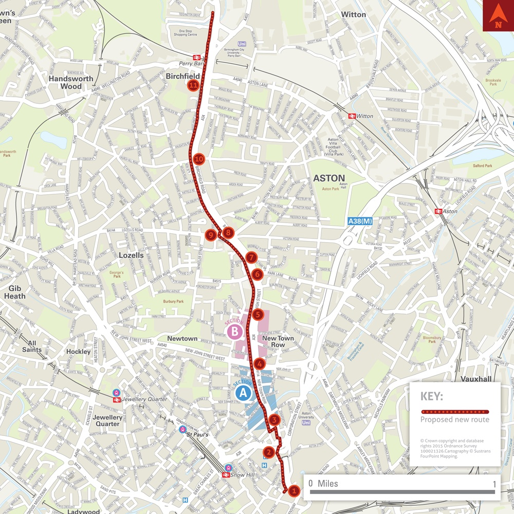 City Centre to Perry Bar cycle superhighway route (Birmingham Cycle Revolution).jpg
