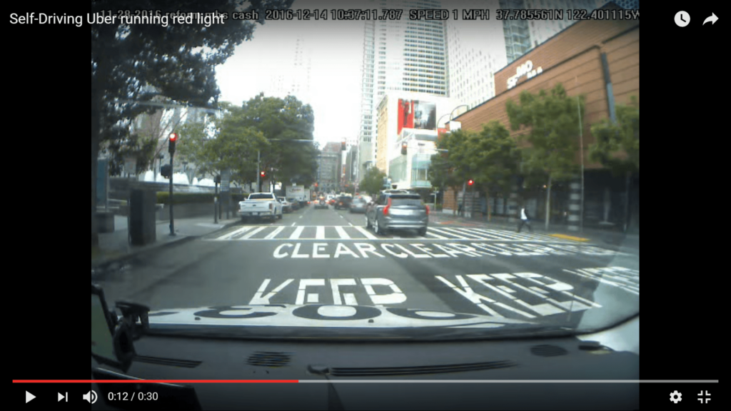 Self-driving car caught on camera running red light