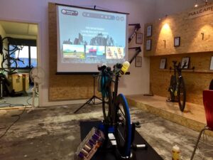Michael Knudsen’s Bkool set up for his Seven Summits challenge (source Facebook).jpg