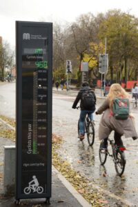 Oxford Road cycle counter by day