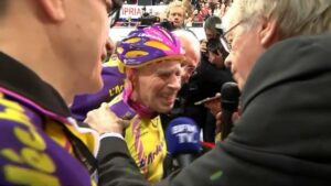 Robert Marchand after setting 105+ age group Hour Record (source BFM TV via Twitter).jpg