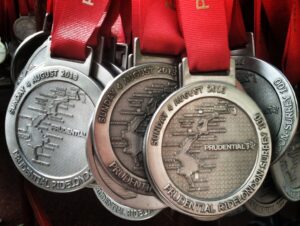 Prudential RideLondon-Surrey 100 medals (copyright Simon MacMichael)