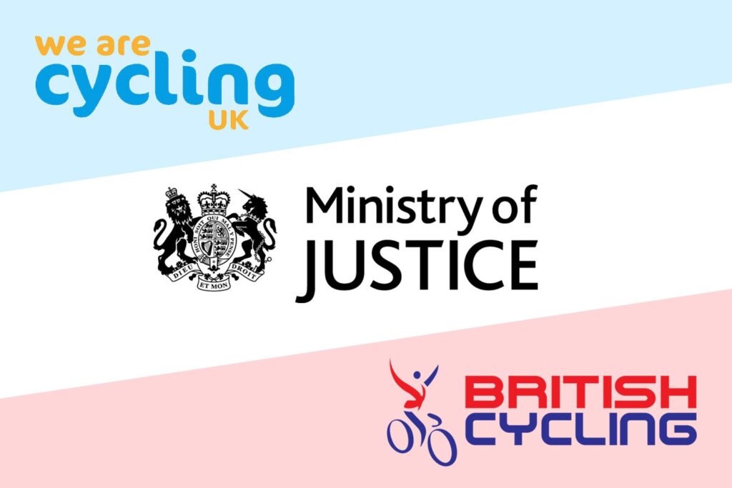Cycling UK, Ministry of Justice and British Cycling logos.jpg