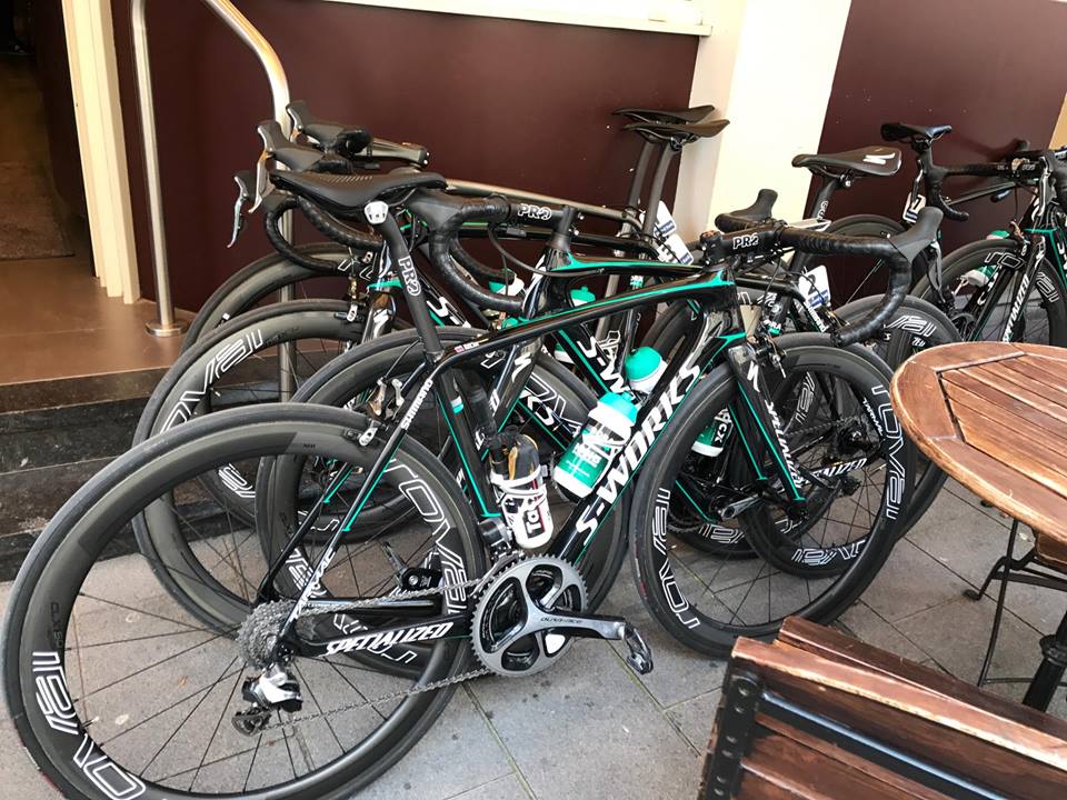 Bora Hansgrohe bikes outside cafe in Kortrijk (picture courtesy Michael Marks).jpg