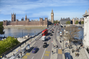 Westminster Bridge cycle route amended design with zebra crossings on bus stop bypasses