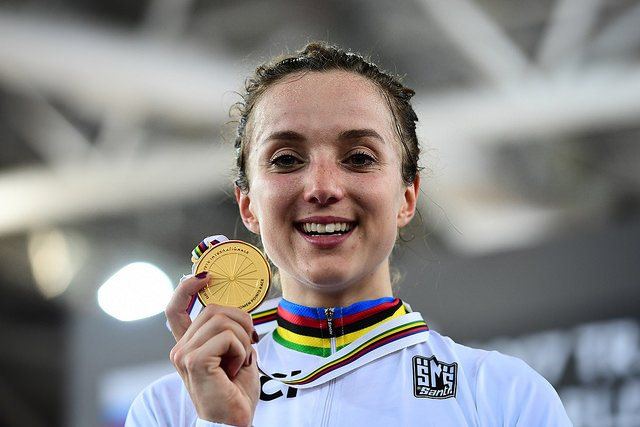 Elinor Barker wins gold in points race at 2017 Track World Chmapinships (copyright Britishcycling.org_.uk).jpg