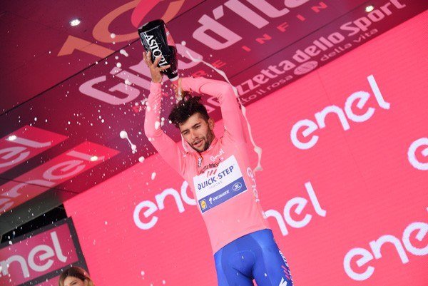 Fernando Gaviria after winning 2017 Giro d’Italia Stage 3 PHOTO CREDIT LaPresse – D’Alberto – Ferrari.jpg