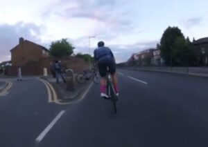 Bike pushed into path of Dunwich Dynamo riders, causing crash (Richard Frazier Instagram video still).JPG