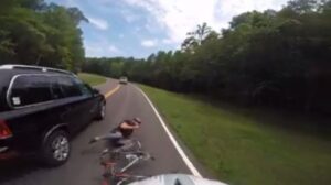 Driver hits cyclist in Natchez Trace Parkway, Franklin, TN (Facebook video still).JPG