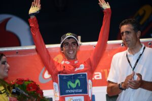 Vuelta 2012 S1 Jonathan Castroviejo in leader’s jersey (copyright Unipublic:Graham Watson)