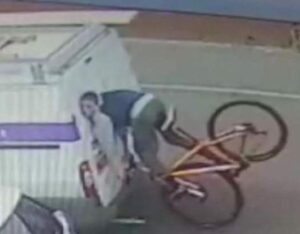 Cyclist crashes into back of van (via Georgina Taylor on Facebook).JPG