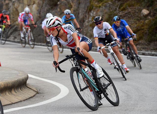 Lizzie Deignan (then Armitstead) in the 2014 World Championship road race (copyright Britishcycling.org_.uk).JPG
