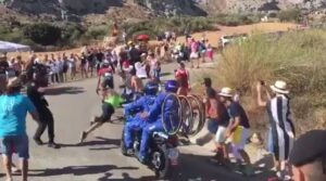 Vuelta 2017 Stage 12 spectator and moto crash.JPG