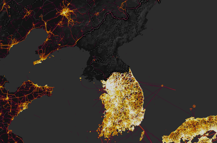 Strava Heatmap – North and South Korea.PNG