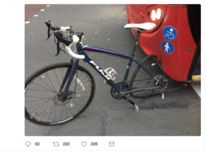 Bike crushed by bus
