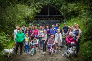 Campaigners at the entrance to the Queensbury Portal.jpg