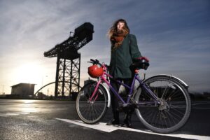 Rebekah Bergh with Glasgow’s Finnieston Crane in the background (picture credit Sustrans Scotland).jpg