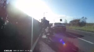 Driver knocks cyclists from bikes near Yeovil (video still via Martin Hills).JPG