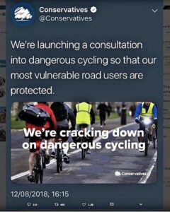 Dangerous cycling tweet