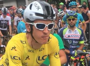 Geraint Thomas in yellow, Tour de France 2018 (picture courtesy Anne Martin).JPG