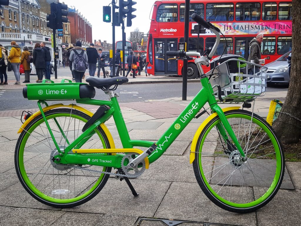 Lime-E bike in Ealing (copyright Simon MacMichael)