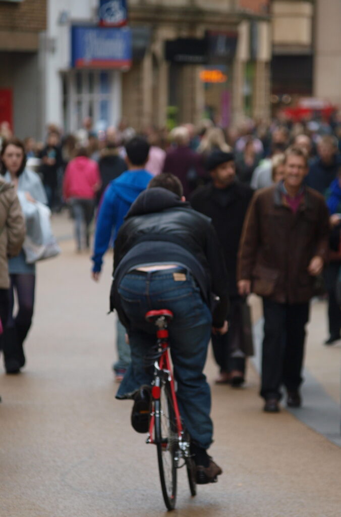 Pedestrian zone cyclist.JPG