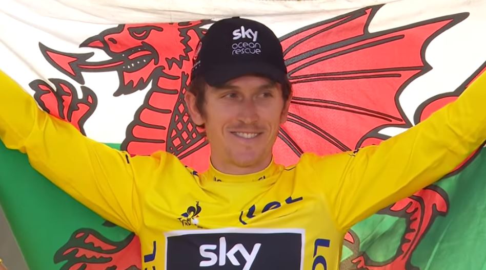 Geraint Thomas on Tour de France 2018 podium.JPG
